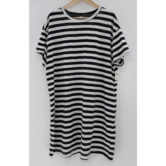 NWT Old Navy Plus Size Striped Skin-Knit T-Shirt Shift Dress 2x Minimalist Boho‎ - Picture 1 of 11